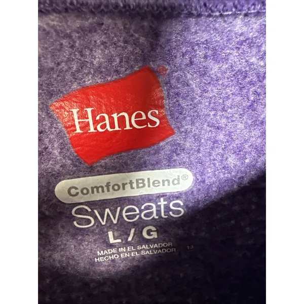 Hanes Womens Sweatshirt Comfort Blend‎ Purple Large Long Sleeve Cotton Blend - Image 2