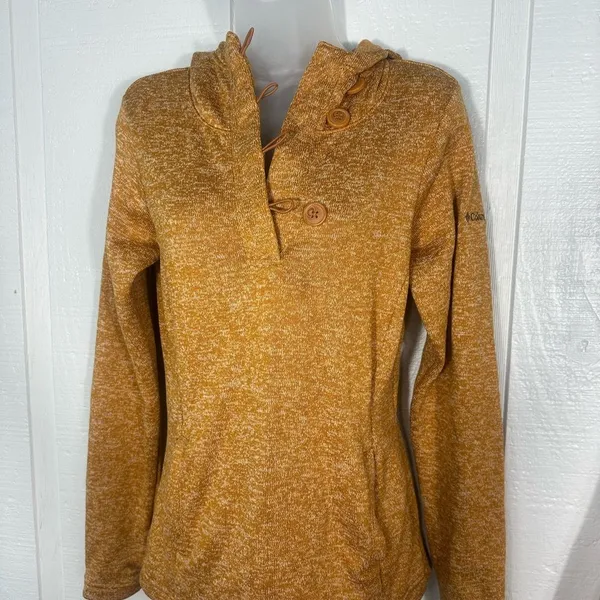 Columbia Darling Days Womens Pullover Light Orange 1/4 Button Size Small EUC Brown - Image 3