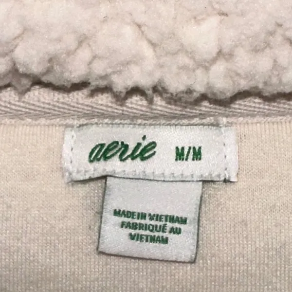 Aerie Sherpa Pullover Women's M Ivory Cream Snap Neck Cozy Fleece - Image 5