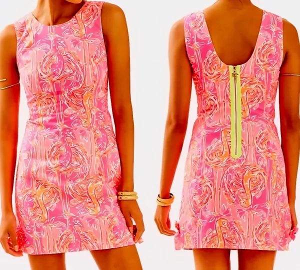 Lilly Pulitzer Dress Shift Mila Pink Flamingo - Image 8