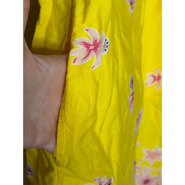 FLOE Yellow Embroidered Boho Dress Medium Festival Sundress Cotton Floral - Image 5