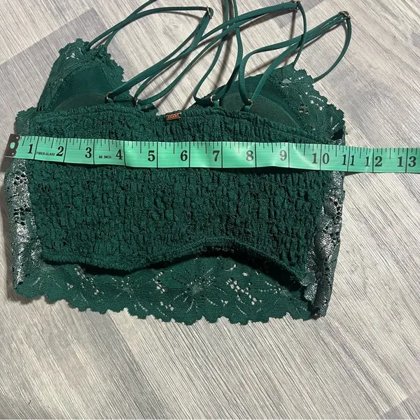 PINK Victoria’s Secret Lace Bralette in Dark Green and Silver; Small Women’s - Image 6