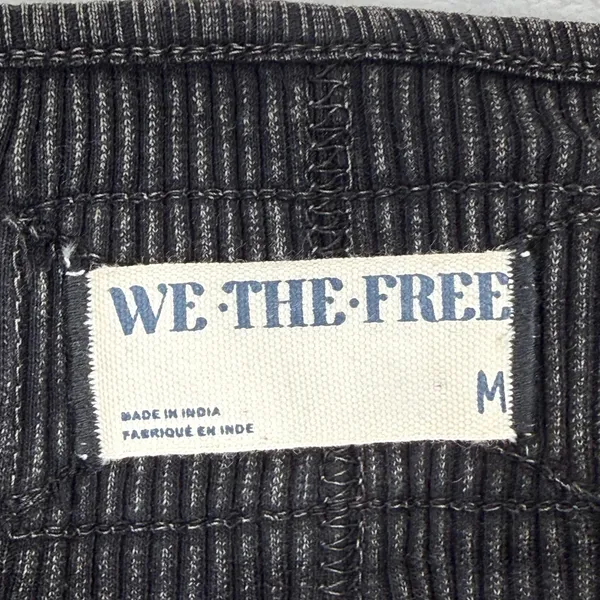 We The Free Free People Black Ribbed Bell Sleeve Top Button Cuff‎ Size M - Image 2