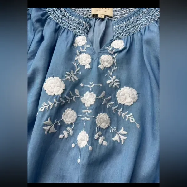 Sézane Blue Floral Embroidered Top 40 - Image 5
