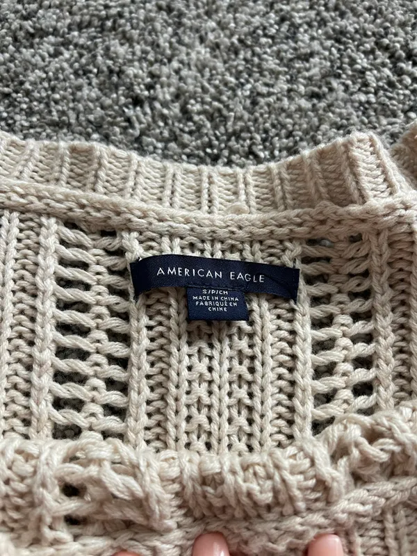 American Eagle Outfitters Cream Knit Sweater - Image 3