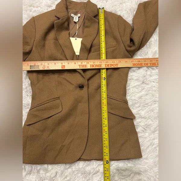 Mercer & Madison tan waffle knit fitted blazer suit jacket NWT woman’s XS - Image 7