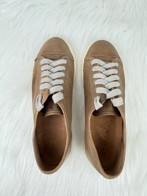 Frye Mindy Low Lace Up Leather Sneakers Size 8 Taupe 3472365-GRY - Image 9