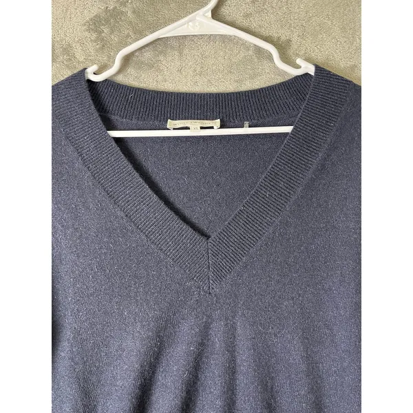 White‎ + Warren 100% Cashmere Navy V Neck Pullover Sweater Women's XS Classic - Image 2
