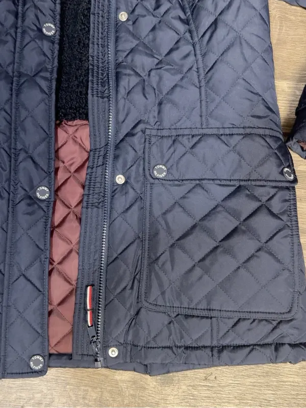 Tommy Hilfiger Women’s Navy Quilted Jacket Sherpa Lined Size S - Image 8