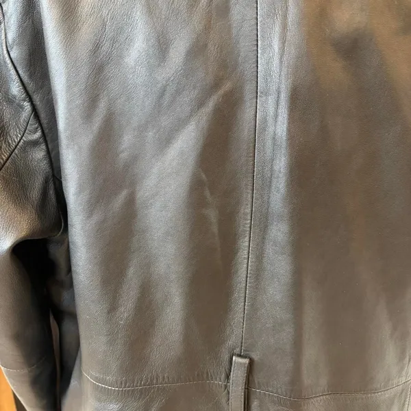 Wilson’s Leather Vintage Pelle Studio Black‎ Leather Trench Coat Double Breasted Women’s - Image 4