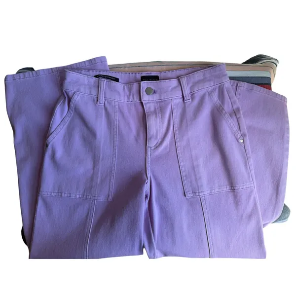 Talbots Lavender Wide Leg Crop Utility Pants High Rise Size 4 NWOT - Image 6