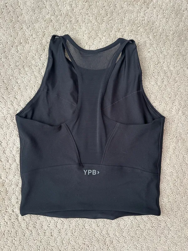 YPB SculpLUX Abercrombie Black Racerback Mesh Back Workout Tank Top - Image 2