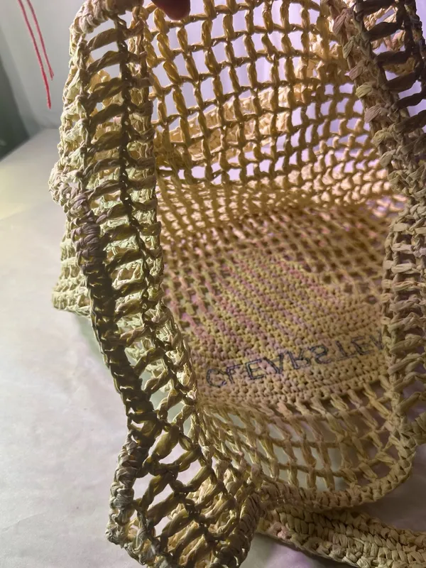 Woven Straw Tote Bag in Natural - Image 5
