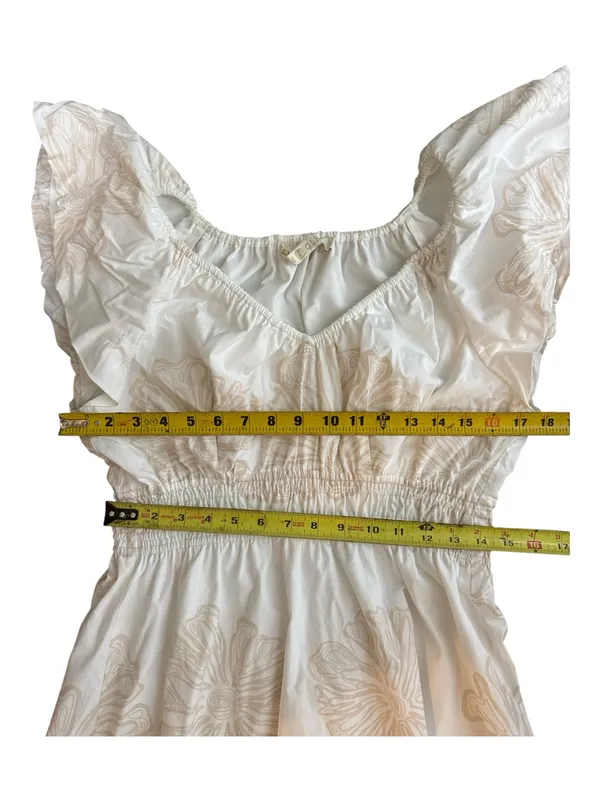 Marie Oliver Emilia White & Beige Floral Fit-and-Flare Dress Size Medium - Image 14