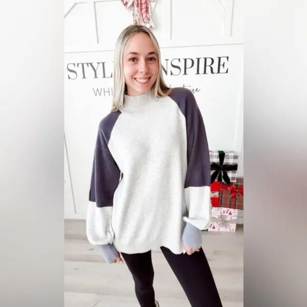 Mystree Gray and Navy Sweater - Image 2