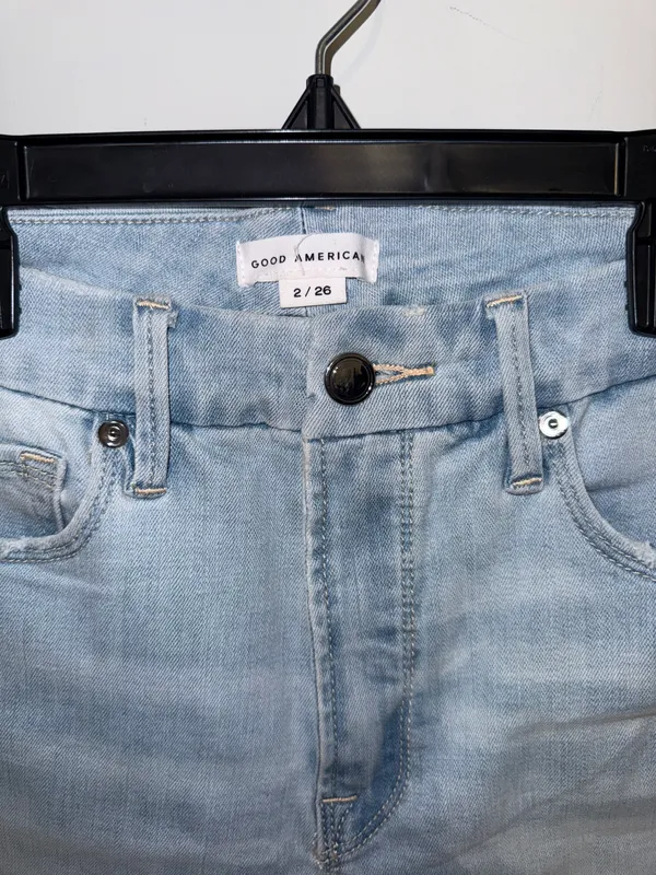 Good American Good Waist-Nipping Crop Light Blue Women's Skinny Jeans - Image 2