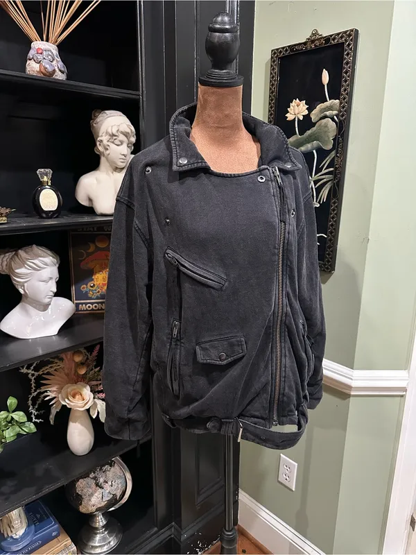 Free People We The Free “Rebel” Knit Moto Jacket – Black - Image 2