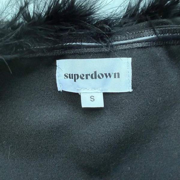 superdown MobWife Y2K Party‎ Feather Trim Strapless Crop Top Small Black - Image 4