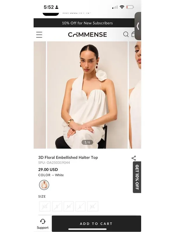 Chic White Floral halter top Size M - Image 7