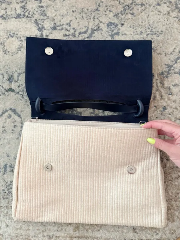 Lia Numa Italian Raffia Leather Saddle Bag Purse - Image 3