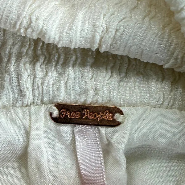 Free People Cream Textured High Rise‎ Maxi Skirt with Slit OB1670937 Size L - Image 2