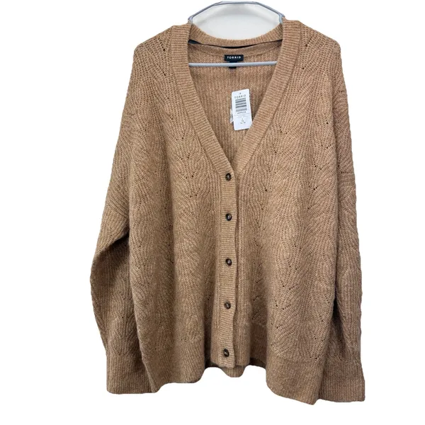 NWT Torrid Beige Vegan Cashmere Button Up Cardigan Sweater‎ Size 1X - Image 6
