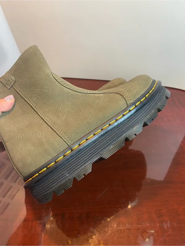 Dr. Martens Zebzag Rigger Slip-On Nubuck Platform Boots in DMS Olive US 9/ EU 41 - Image 14