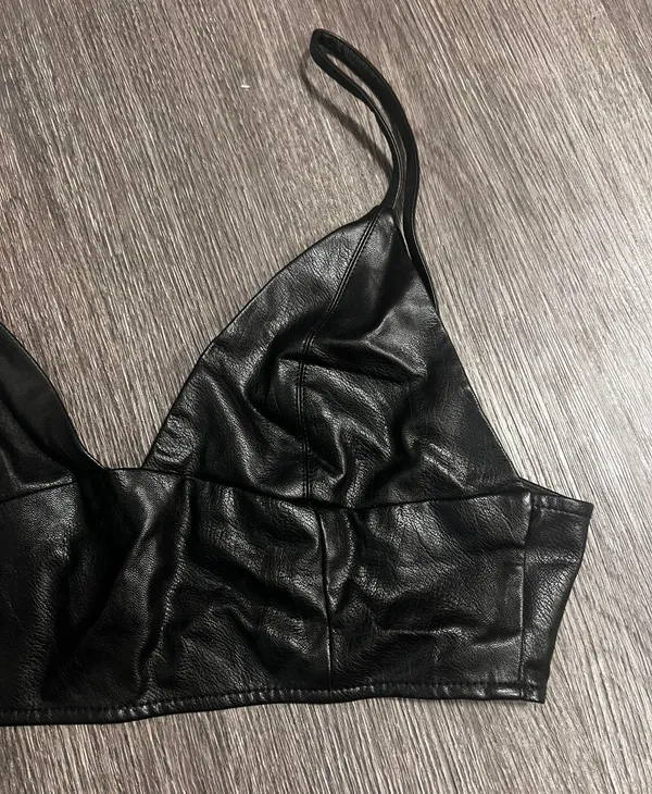 Leather Crop Top Black Size M - Image 3