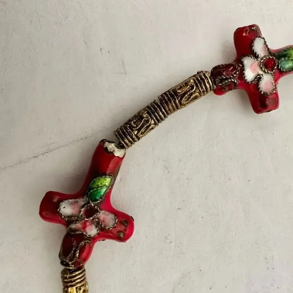 Cloisonné Red Cross bracelet Red - Image 7