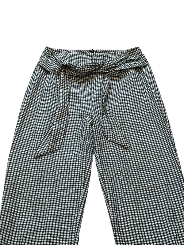 Free People High Waist Pants Cropped Tie Front Gingham Retro Vibes Casual Preppy - Image 3