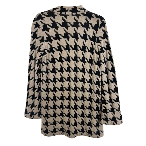 Ann Taylor Wool Blend Houndstooth Open Front Cardigan Sweater S Pockets Cozy - Image 2
