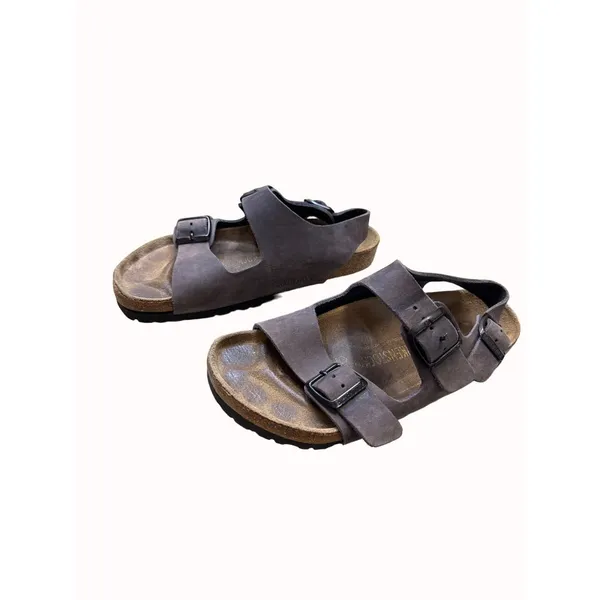 Birkenstock gray women’s leather suede shoe sandal size 5.5 (36) SKU 4298 - Image 2