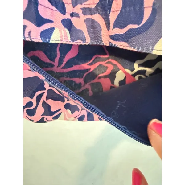 Vera Bradley Floral Backpack Navy Pink White Canvas School Travel Bag‎ - Image 7