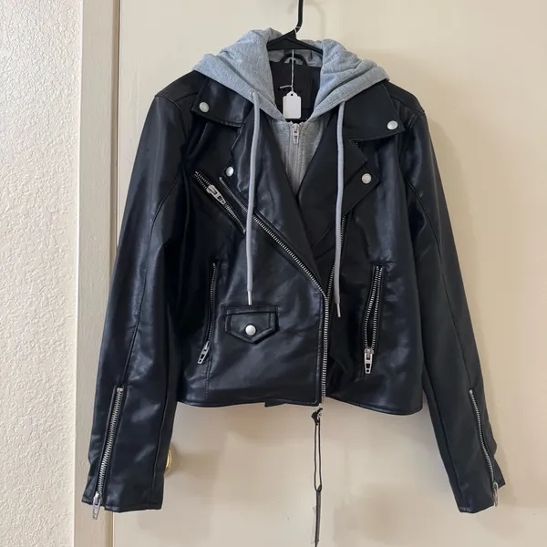 Blank NYC Vegan Leather Moto Jacket Black NWT Size M - Image 2