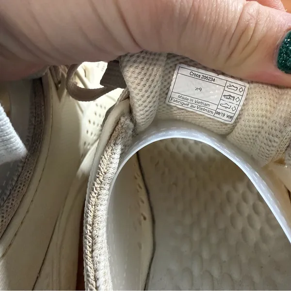 Crocs LiteRide‎ Pacer Perforated Sneakers 205234 Lightweight Lace Up Off White 9 - Image 7