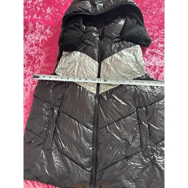 Calvin Klein Performance Puffer Vest Black Silver Chevron Quilted Women's XL - Image 10