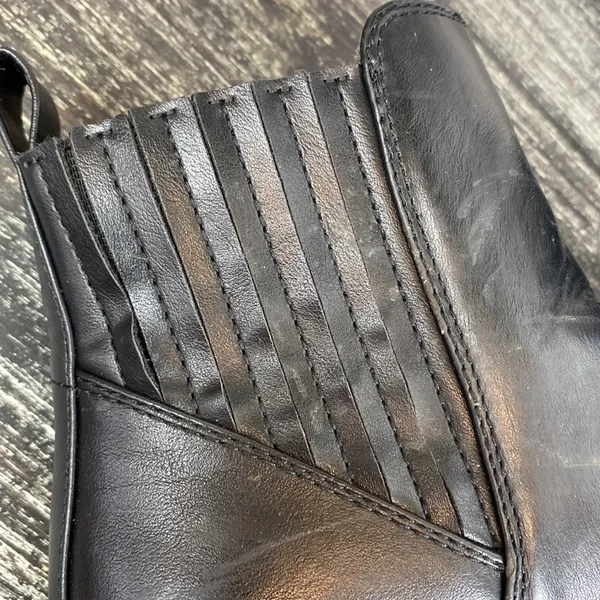 Zara Leather Black Lug Sole Heeled Chelsea Ankle Boots 8 - Image 8