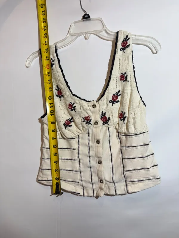 Free People Rose Bud Knit Top Cotton Blend Long Sleeve Size M - Image 5