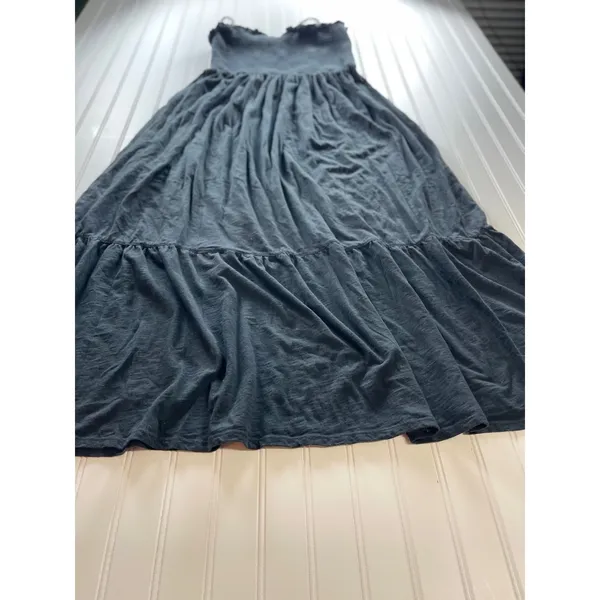 Anthropologie Marisol Smocked Gauze Maxi Dress Black Tiered Cotton Large - Image 3