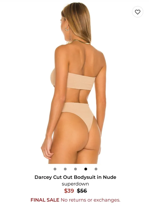 Superdown Darcey Cut Out Bodysuit Nude Size Small - Image 3