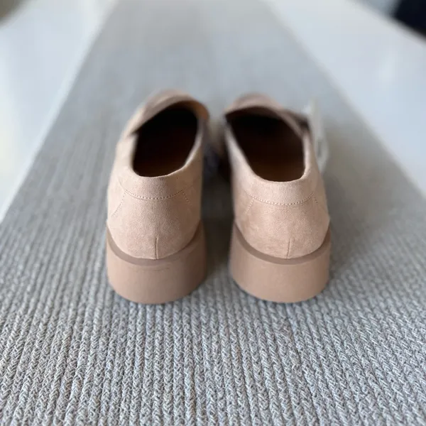 A New Day Tan Taupe Faux Suede Lug Sole Penny Loafer Memory Foam Sz 11 - Image 4