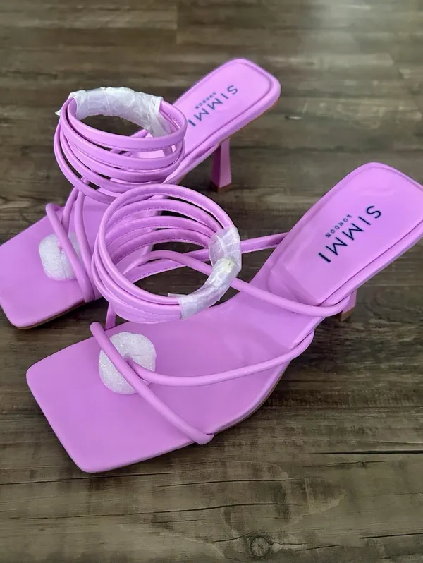 Simmi London Alisa Pinkish Purple Strappy Wraparound Sandals Size 8 - Image 5