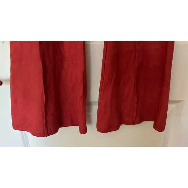 Burnt Orange Flare Faux Suede Funky High Waisted Pants Women's Sz Small - Image 5