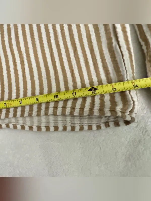 LAKE Wide Leg Striped Linen-Blend Pants — Beige & White - Image 9