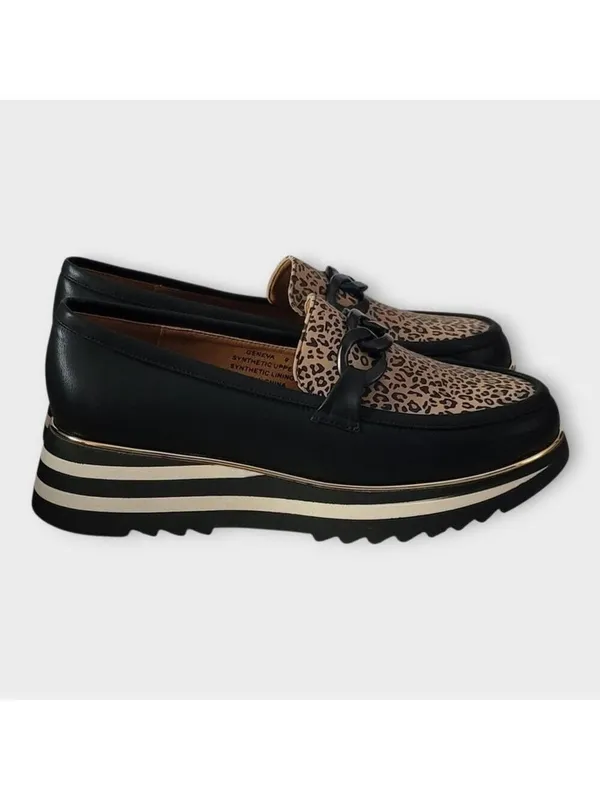 Good Choice Women's Geneva Animal Print Chain Slip On Platform Loafers Size 9 - Image 2