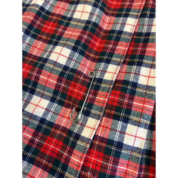 Vintage Young Pendleton Wool Wrap Kilt Skirt Red Navy Plaid Pleated Midi USA 8 - Image 2