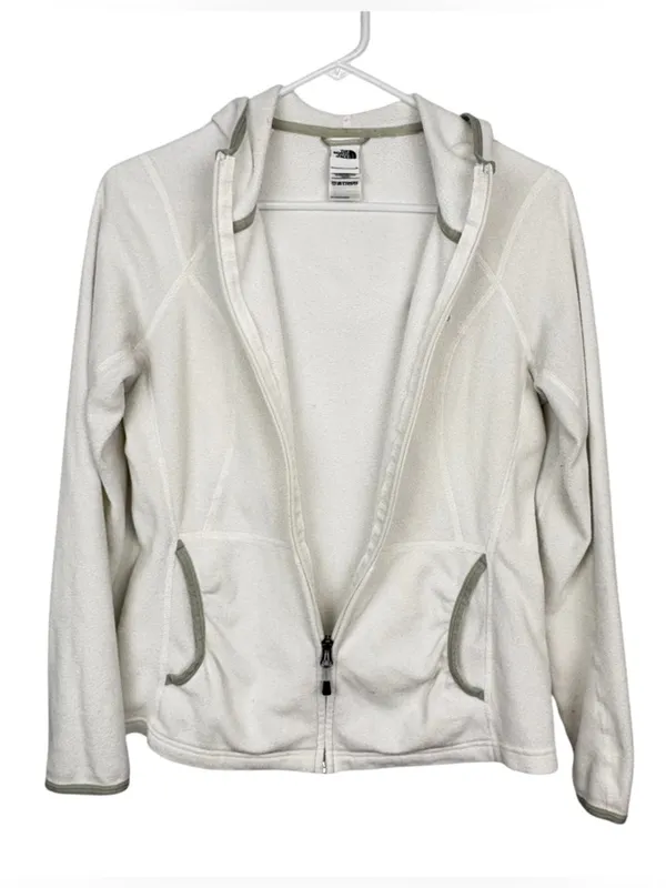NORTH FACE Polartec Classic Women’s White Fleece Zip Hoodie Size S - Image 11