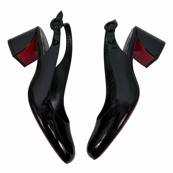 Christian Louboutin So Jane 55 Patent Slingback Pump Black Size 36.5 - Image 7