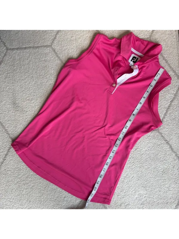 FootJoy Sleeveless Golf Polo Hot Pink Athletic Performance Shirt XS - Image 2