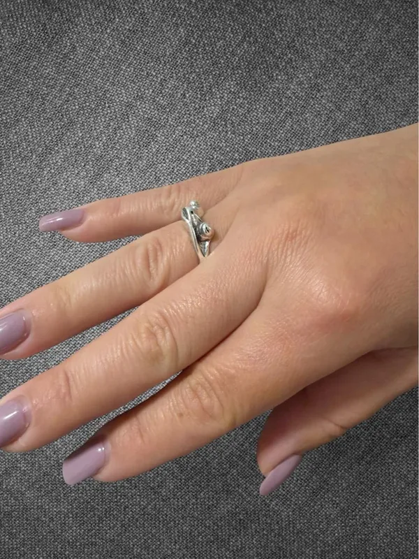 Vintage Silver Tone Abstract Frog Adjustable Ring - Image 5